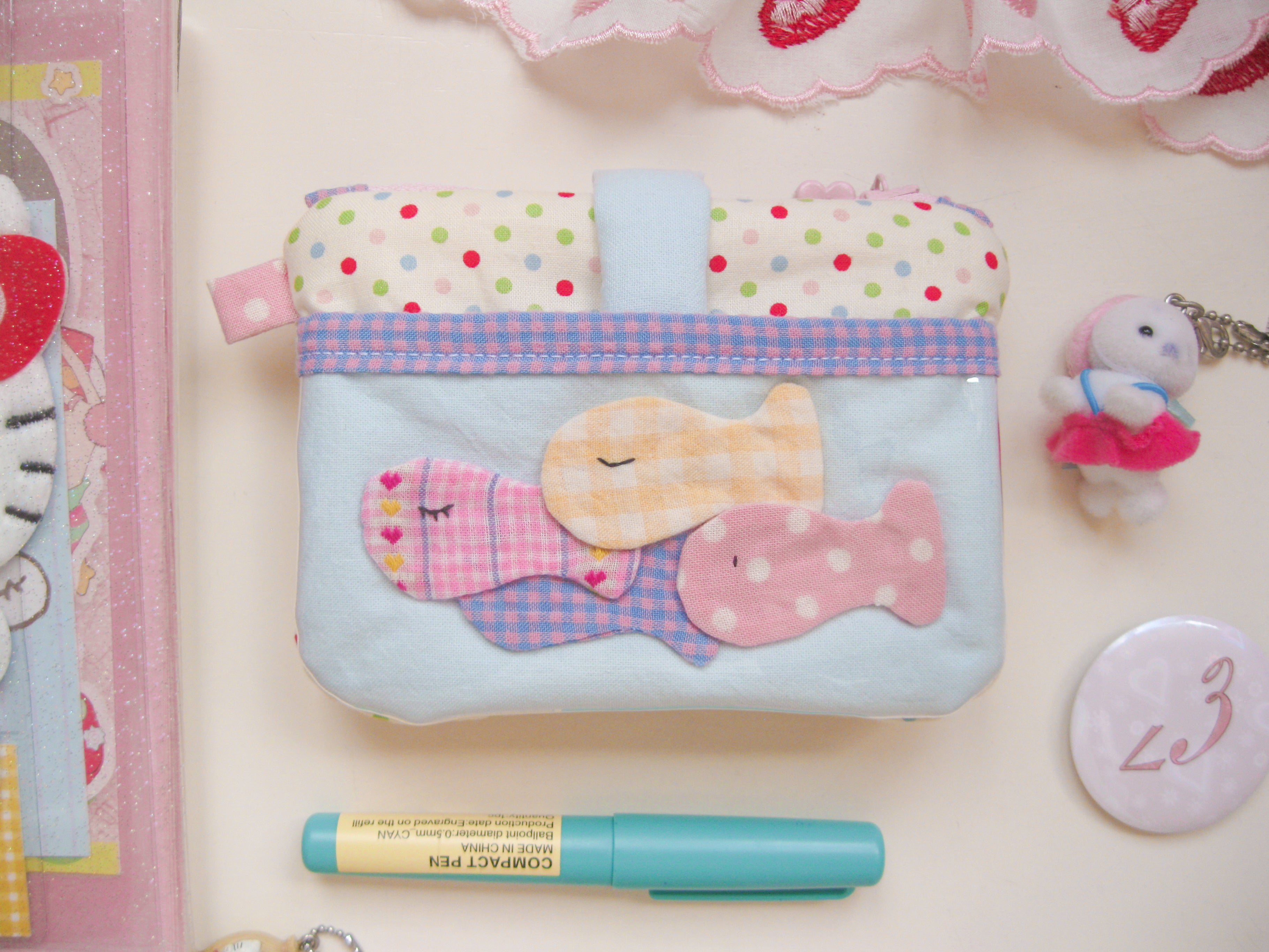 one of a kind puffy wallet (little fishies)
